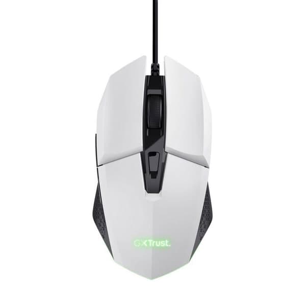 Trust Gaming GXT 109W Felox trådbunden spelmus - 6 programmerbara knappar, 200-6400 DPI, LED-belysning, 150 cm USB-kabel - Vit