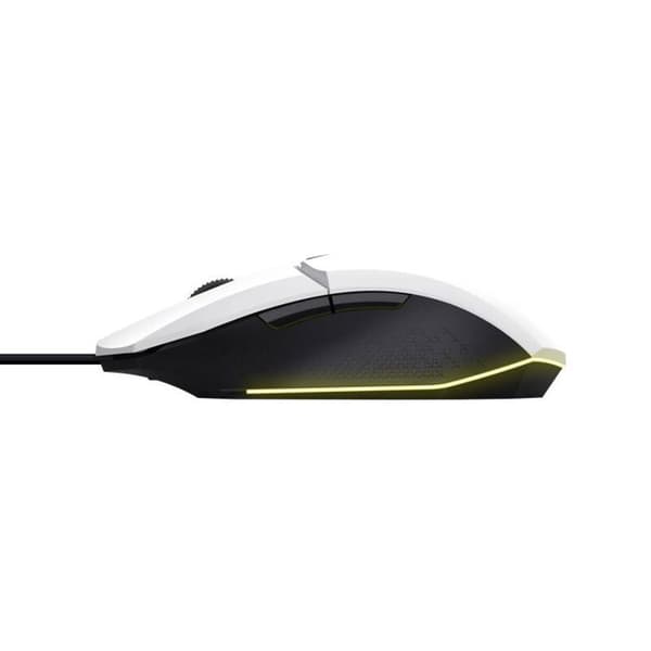 Trust Gaming GXT 109W Felox trådbunden spelmus - 6 programmerbara knappar, 200-6400 DPI, LED-belysning, 150 cm USB-kabel - Vit