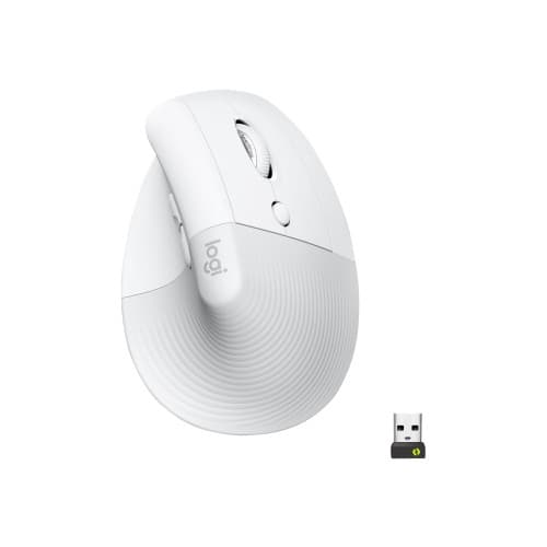 Logitech Lift Vertical Ergonomic Mouse - vertikal mus - Bluetooth, 2.4 GHz - offwhite