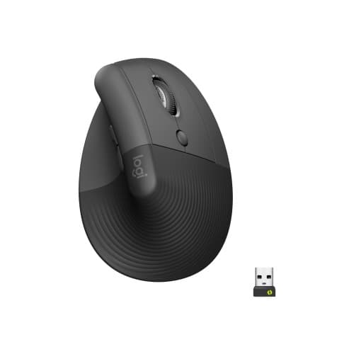 Logitech Lift Vertical Ergonomic Mouse - vertikal mus - Bluetooth, 2.4 GHz - grafit