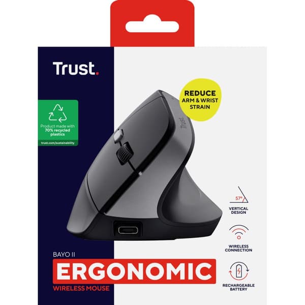 Ergonominen optinen hiiri Trust Bayo II Musta 2400 dpi