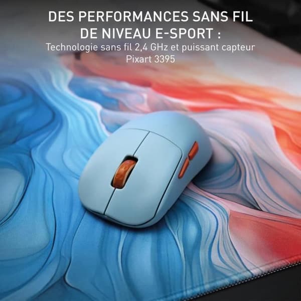Gamingmus - CHERRY XTRFY - M68 - Ultraluftig - Trådlös 2,4 GHz - Blå