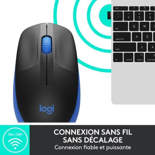 Ergonomisk trådlös mus - Logitech - M190 - Blå