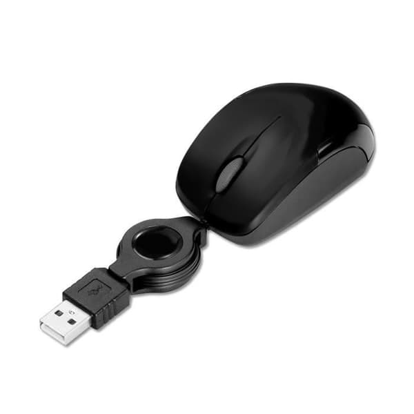 Mini phoenix optisk soft touch optisk mus med indragbar usb-kabel 800dpi svart