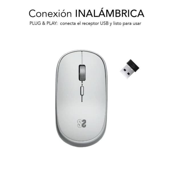Ratón Inalámbrico Subblim Wireless Mini/ Hasta 1600 DPI/ Plata Argent