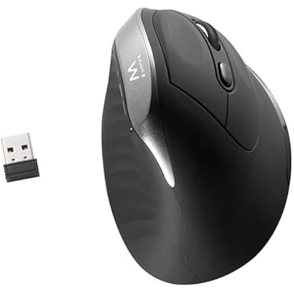 EWENT trådlös vertikal ergonomisk mus - 800/1200/2400 DPI - 6 kontroller - grön Svart, Grå