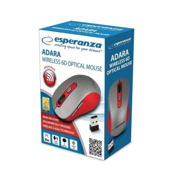 ADARA 2,4GHZ 6D USB trådlös optisk mus Röd