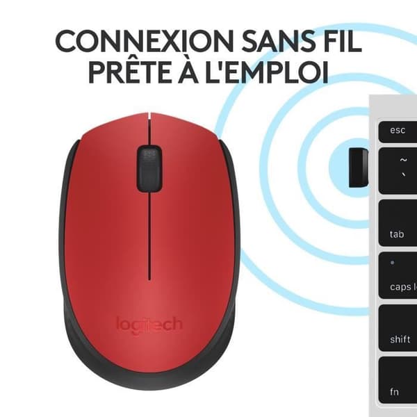 Mus - Trådlös - Logitech - M171 - Ambidextrous - Röd