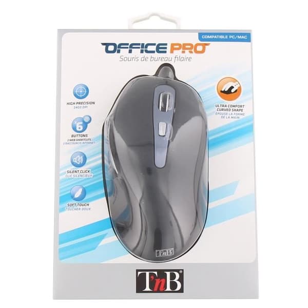 T'nB OFFICE Wired Mouse - 6 knappar - 2400 DPI - Windows / Mac