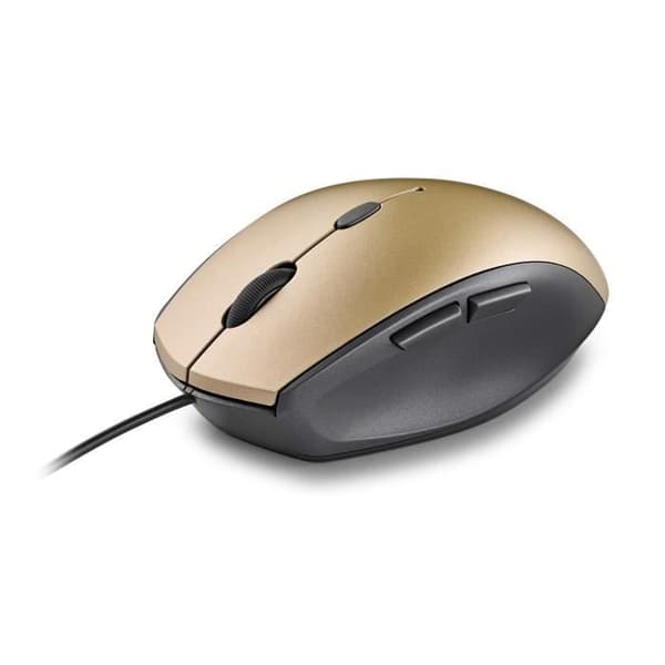 NGS MOTH GULD: Ergonomisk mus med tysta knappar. Högerhänt. DPI: 800/1200/1600. Gyllene.