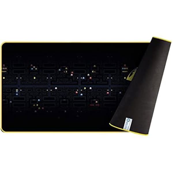 Konix Pac-Man Gaming Mouse Pad XXL 90 x 46 cm - Halkfri gummibas - Svart och gul