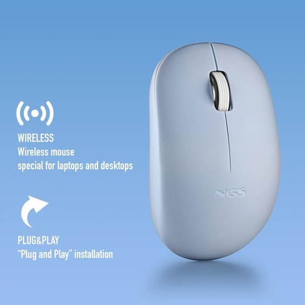 Optisk mus - NGS - FOG PRO BLUE - 1000 DPI - Trådlös - Tysta knappar