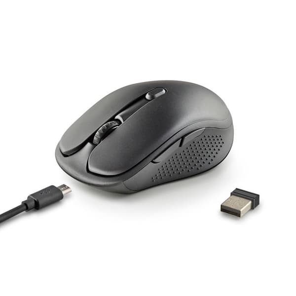 NGS EVO PEEP: Uppladdningsbar lasersmus med fleranvändar trådlös anslutning. 2.4 GHz+Bluetooth 5.0+Bluetooth 5.1, tyst, USB-A