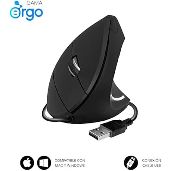 SUBBLIM Glide Vertikal Ergo Wired Mus Svart