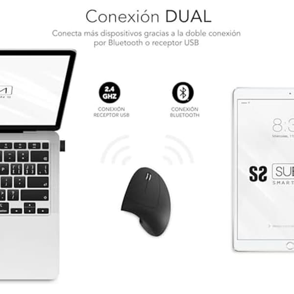 SUBBLIM Glide Vertical Ergo Dual Mouse Batteri Svart