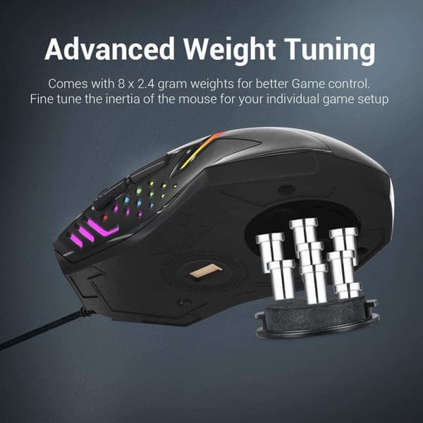 Redragon CENTROPHORUS2 Gaming Mouse (M601-RGB) 6 knappar, 7200 DPI, optisk, trådbunden USB, RGB LED-bakgrundsbelysning