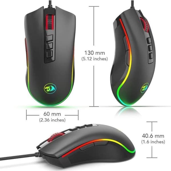 Gamingmus - REDRAGON - M711 COBRA - 7 knappar - 5000 DPI - RGB LED-bakgrundsbelysning