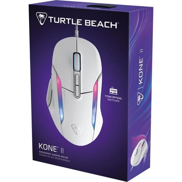 Trådbunden spelmus - Turtle Beach Kone™ II - Ultralätt - Vit, 26 000 DPI, 23 anpassningsbara funktioner