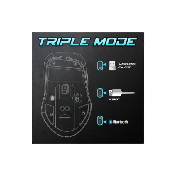 Trådlös Gaming-mus - ELITE-M50 - Vit - 8000 DPI - RGB-belysning - 6 programmerbara knappar