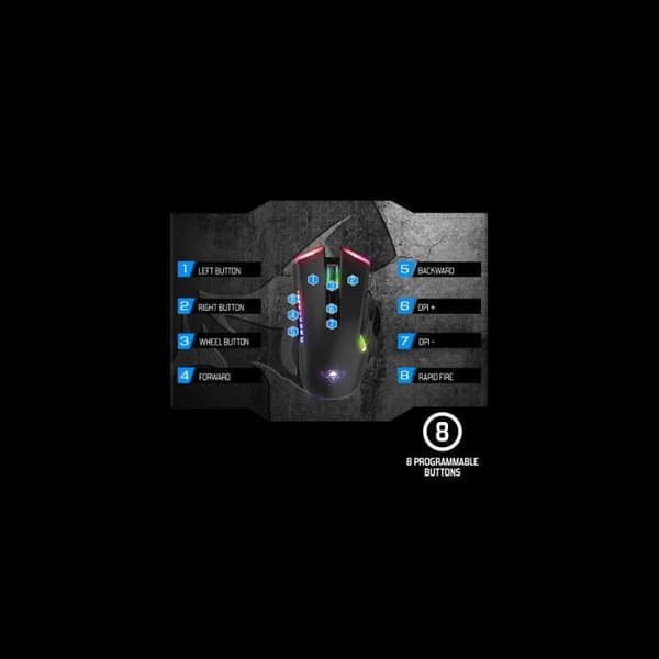 SPIRIT OF GAMER - ELITE M70 - Uppladdningsbar trådlös spelmus med tumstöd - 8 programmerbara knappar - RGB-bakgrundsbelysning