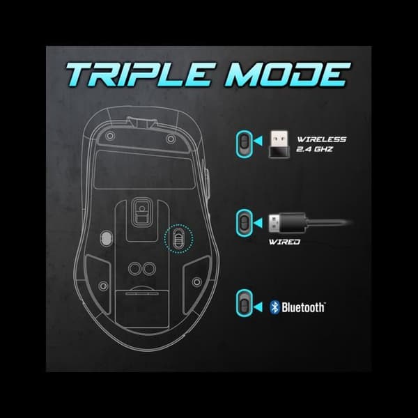 Trådlös mus med laddningsdocka - Svart - Gaming - ELITE-M50 - LED - Anpassningsbar - Programmerbara knappar