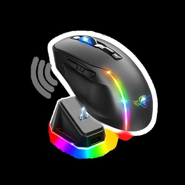 Trådlös mus med laddningsdocka - Svart - Gaming - ELITE-M50 - LED - Anpassningsbar - Programmerbara knappar Svart