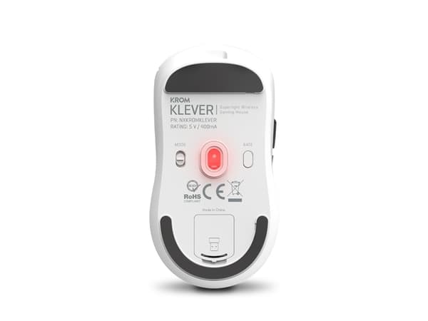 Krom Klever, högerhand, Optisk, RF Trådlös, 10000 DPI, Vit