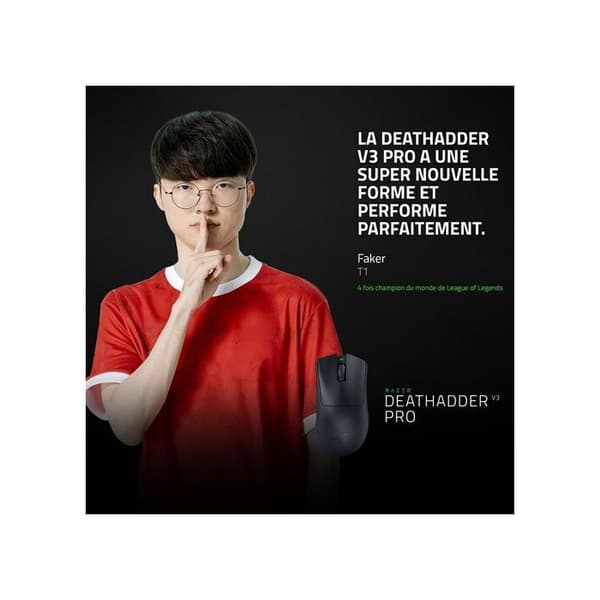Mus - Razer - Deathadder v3 Pro - Svart - 30000 dpi - 5 programmerbara knappar