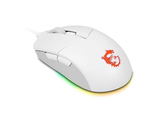 Trådbunden spelmus - MSI - CLUTCH GM11 WHITE - PMW-3325 5000 DPI optisk sensor - RGB-belysning