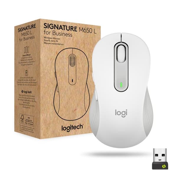Trådlös mus - LOGITECH - Signature M650 L - Ergonomisk - 5 knappar - Bluetooth, 2.4 GHz