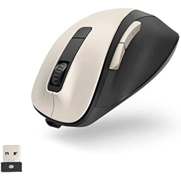 Trådlös Mus - HAMA - MW-500 - Uppladdningsbar USB C - 2.4 GHz - Blue Wave Sensor 1600 dpi Svart, Gräddvit