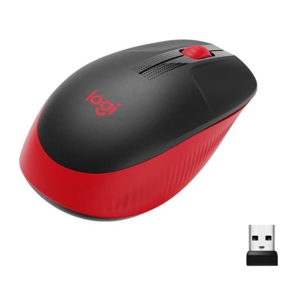 Ergonomisk trådlös mus - Logitech - M190 - Röd Svart, Röd