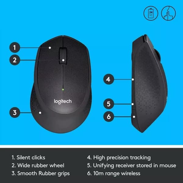 Logitech M330 Silent Plus langaton hiiri - USB-yhdistävä vastaanotin