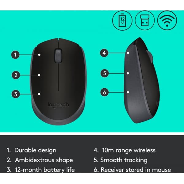 Logitech M170 -langaton hiiri, harmaa