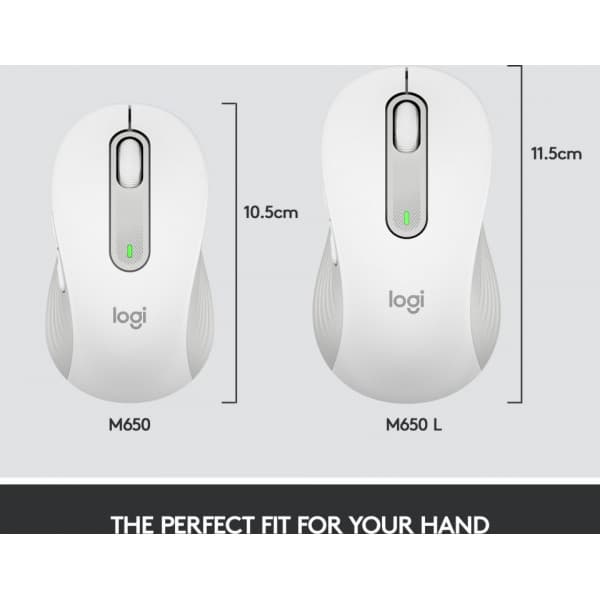 Logitech Signature M650 -trådlös mus, vit