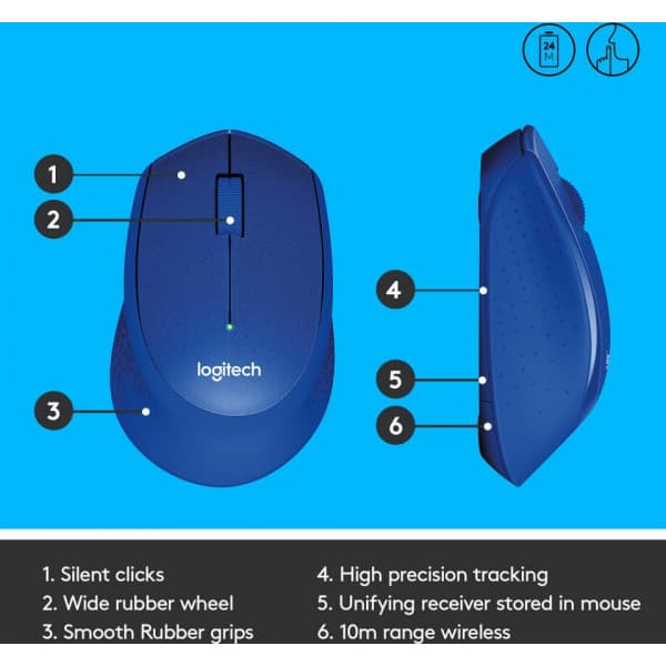 Logitech M330 Silent Plus -mus, blå