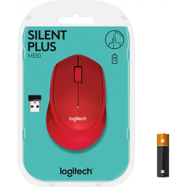 Logitech M330 Silent Plus -hiiri, punainen