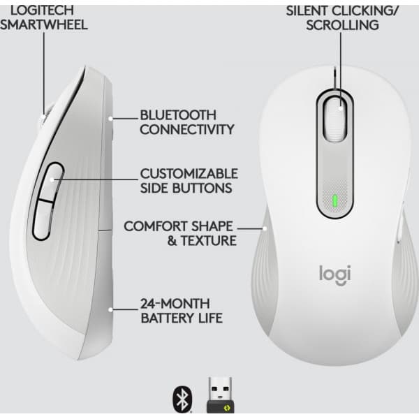 Logitech Signature M650 L LEFT -langaton hiiri, valkoinen