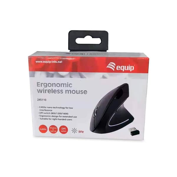 Optisk Mus Ergonomisk Equip 245110 Svart