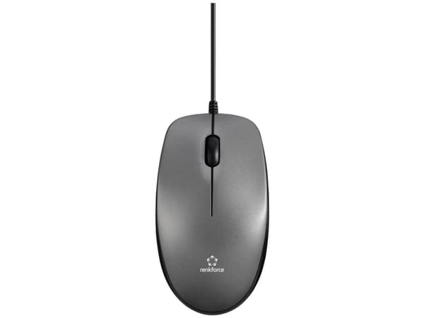Renkforce RF-5805910, Ambidekstriøs, Optisk, USB Type-A, 1000 DPI, Grå Grå