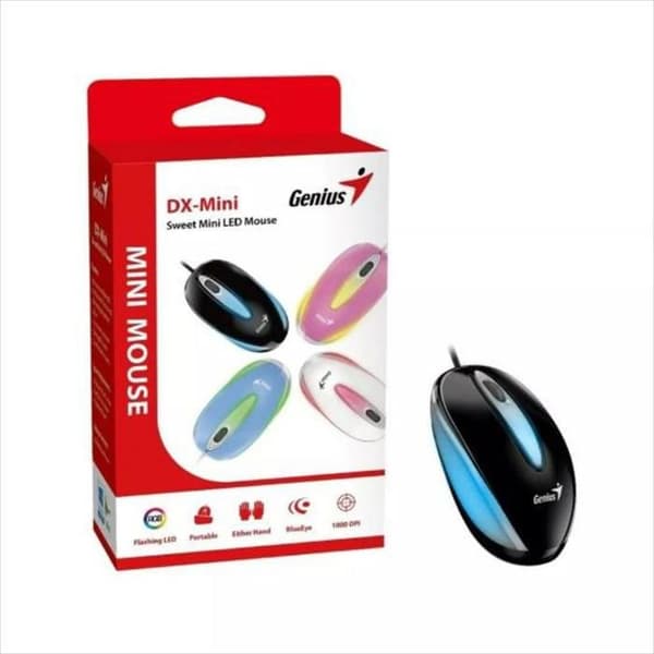 Mini Mus Genius Dx Mini Usb Ljus Rgb Svart