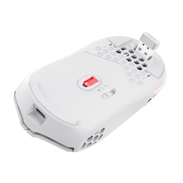 Trust GXT 929W Helox - Trådlös spelmus med optisk sensor 4800 DPI och RGB (Vit)