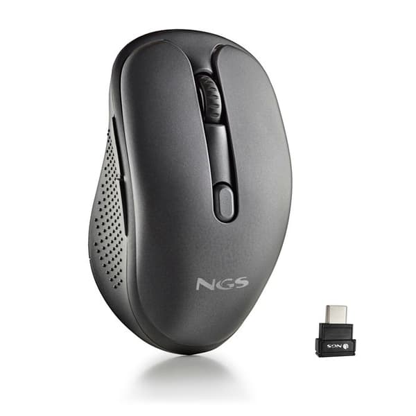 Uppladdningsbar laser-mus - NGS - EVO MIX - Tyst - USB-C - Fleranvändarkoppling 2.4 GHz/Bluetooth Svart