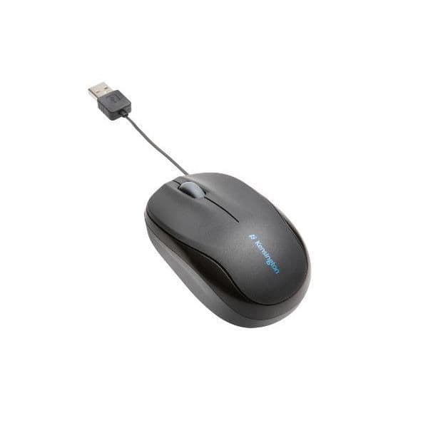 Kensington indragbar optisk USB-mus med kabel Svart