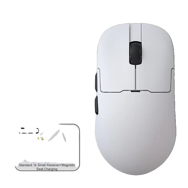 Trådlös och Trådbunden Mus, Dubbel Läge Anslutning, Hög Precision PAW3395 Sensor,AJ159P-Vit