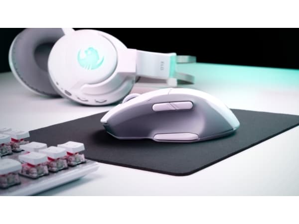 ROCCAT Kone Air, högerhand, Vertikal design, Optisk, Trådlös RF + Bluetooth, 19000 DPI, Vit