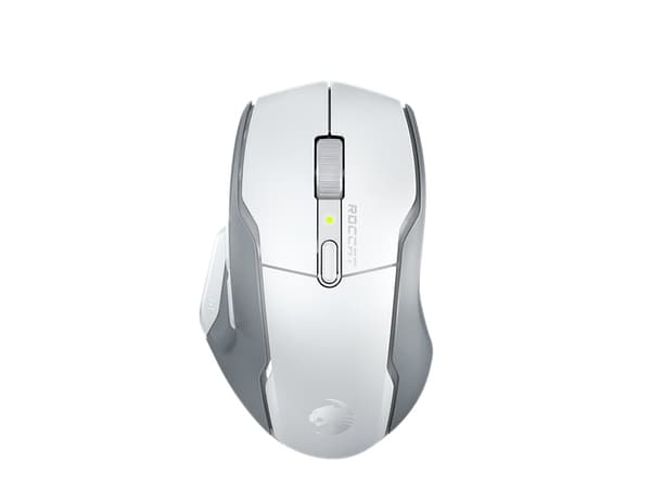 ROCCAT Kone Air, högerhand, Vertikal design, Optisk, Trådlös RF + Bluetooth, 19000 DPI, Vit Vit