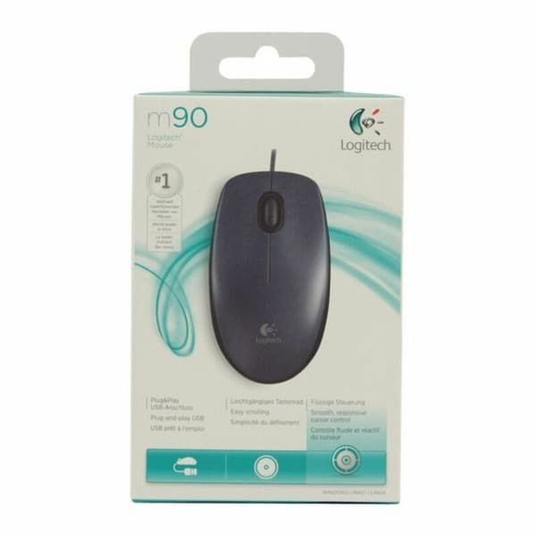 Optisk Mus Logitech LGT-M90 USB Svart Grå
