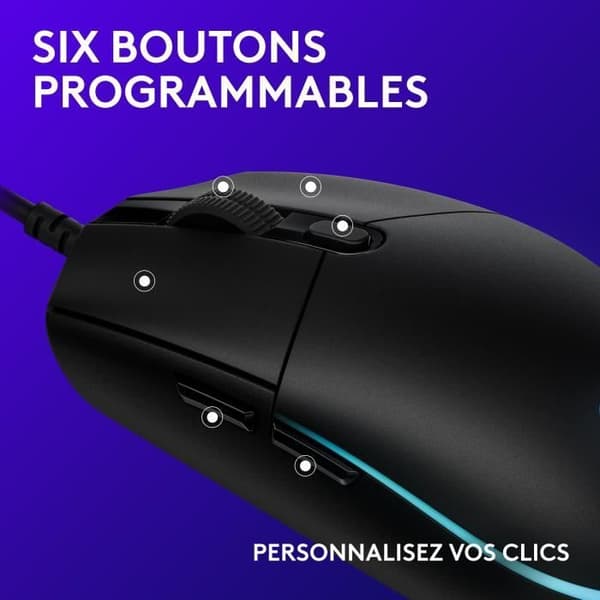 Spelmus - Kabelansluten - Logitech G - G203 - Lightsync - RGB - USB - Svart