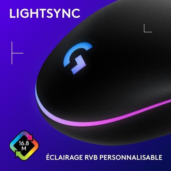Spelmus - Kabelansluten - Logitech G - G203 - Lightsync - RGB - USB - Svart